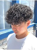 ツイストスパイラルパーマ波巻きスパイラルパーマツーブロック