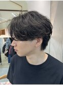 men'sフェザーパーマブルーブラックメンズブリーチなし横浜