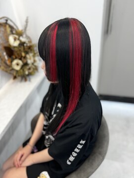 ラピス 新宿(Lapis) 【Lapis新宿】エクステ赤メッシュ/シールエクステ