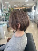 大人ガーリーダークアッシュ似合わせカットミディアムレイヤー