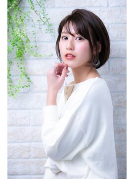 ヘアーアートシフォン 池袋西口店(Hair art chiffon) 3Dカラーオリーブアッシュ似合わせカット黒髪エッジショート