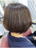 30代40代大人女子/ボブ/前下がり/丸み/大人ボブ/モカブラウン