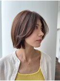 顔周りレイヤー ボブ ナチュラル