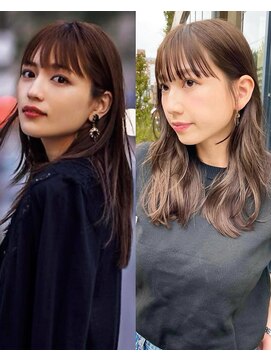 ノラ ヘアーサロン(NORA HAIR SALON) ナチュラル小顔前髪あり後れ毛サイドバング結べるボブくびれヘア