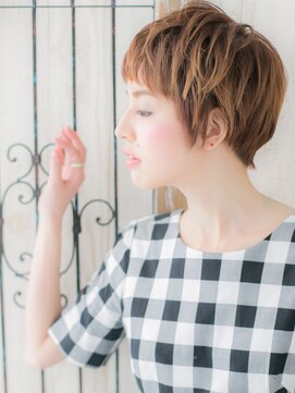辻堂/髪質改善/前髪パーマ×アプリコットオレンジ!ミニウルフf