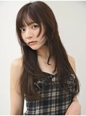 大人可愛い 姫カットレイヤー 顔まわりカット 透明感カラー