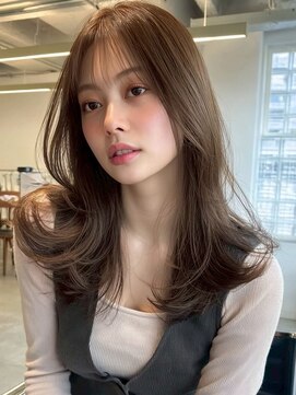 アイシーキョウト(I see kyoto) 外はね/ロングレイヤー/前髪あり/くびれヘア/オリーブベージュ