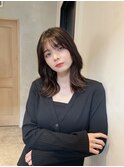 顔周りレイヤーカットくびれヘアミルクティーベージュカラー韓国