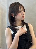 似合わせミディアムレイヤー韓国ヘアオリーブベージュイメチェン