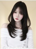 ハッシュカット／ミディアムレイヤー／シャギー／韓国へア／渋谷