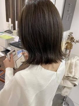 フラッグ ヘアー 天神西通り店(Flag HAIR) ぱっつんボブ☆くびれボブハイライト☆イルミナカラー