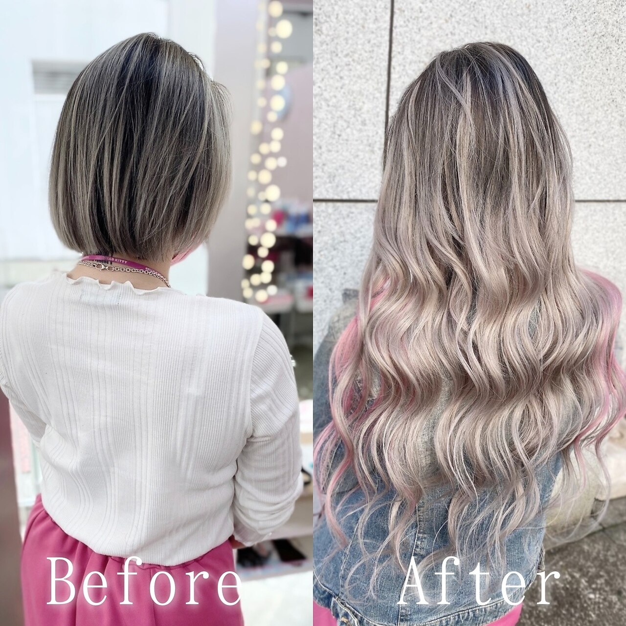 アッシュベージュ#シールエクステ#フェイスフレーミング#渋谷