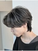 ウルフ ハイライト ホワイトメッシュ アッシュブラック 新宿