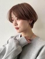ベージュピンクハンサムマッシュ斜めバングショート銀座