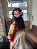 袴×ハーフアップ