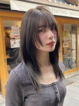 ニューヨークニューヨーク 梅田茶屋町店(NYNY) オリーブクレージュ　セミロングレイヤー　赤味消しカラー