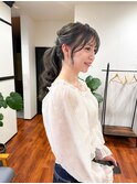 オリーブグレージュ×ポニーテール