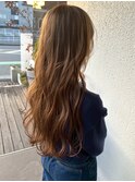 韓国風巻き 顔周りカット アッシュブラウン ウェーブヘア 20代