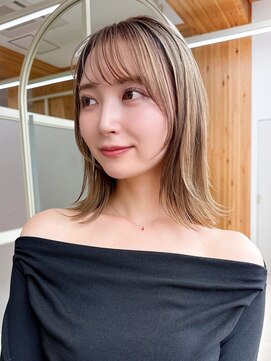 アフロート エル 大阪(AFLOAT L) シンプルが可愛い！ミディアムレイヤー＋シャンパンベージュ20代