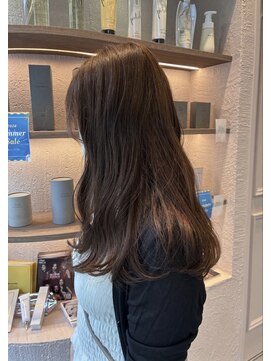 スーリール 福岡別府店(Sourire) 透明感カラー セミロング 韓国風レイヤー ラベージュ 髪質改善
