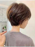 白髪ぼかし丸みショートミルクブラウン30代40代50代