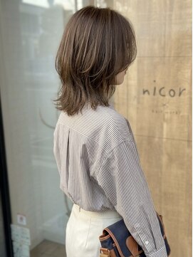 ニコリヘアワークス(nicori hair works) ミディアムレイヤー×ナチュラルブラウン2