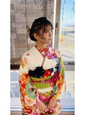 成人式シニヨンヘアセット着付け♪