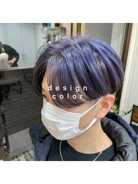 テラ 八幡山(TERRA) メンズ/センターパート/ケアブリーチ/紫カラー/デザインカラー