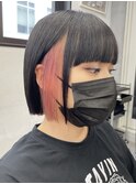 タッセルボブ韓国ボブ切りっぱなしボブインナーカラーハイトーン
