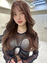 サイン 渋谷(SIGN)&nbsp;韓国ヘアレイヤーロンググレーベージュ前髪パーマ黒髪