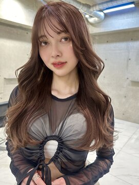 サイン 渋谷(SIGN) 韓国ヘアレイヤーロンググレーベージュ前髪パーマ黒髪