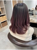 ★韓国風ハッシュカットピンクアッシュカラー/髪質改善カラー