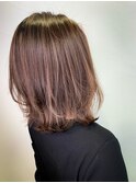 外ハネボブハイライト_デザインブリーチピンクベージュ_317