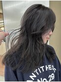 ブリーチなしカラーグレージュ暗髪赤み消し秋カラーレイヤー