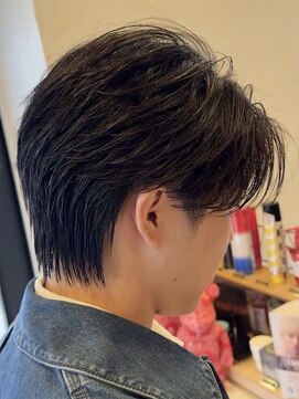 オーシャントーキョー サニー 原宿(OCEAN TOKYO Sunny) 韓国マッシュフェザーパーマニュアンスパーマセンターパート黒髪