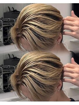 ステラ(STELLA) メンズ/バレイヤージュ/センターパート/ブリーチ＆ダブルカラー