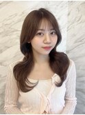 オリーブグレー髪質改善/黒髪/小顔/くすみベージュ/銀座 ■