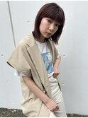 20代30代大人かわいいツヤ感レッドブラウン★オン眉ショート