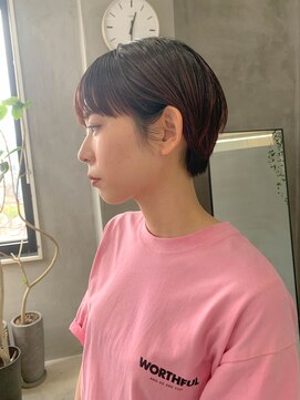 テトヘアー(teto hair) ワイドバング、耳かけショート、丸みショート、暖色カラー