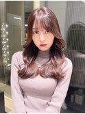 韓国ヘアくびれ巻き_ピンクベージュインナーグレージュ_9079