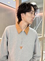men's/メンズ/フェザーパーマ/ニュアンス/ブルーブラック/黒染め