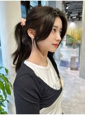小顔盛れする顔まわりカット 韓国ヘア 顔周りレイヤー おくれ毛