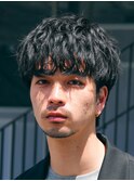難波シャドウパーマメンズマッシュウルフカット波巻きパーマ色気