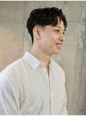 リバースセンターパート　ニュアンスパーマ　メンズショート