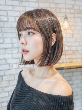 アロン(ALLON) 小顔見え切りっぱなしボブ×透明感ベージュ
