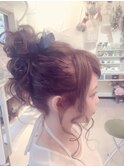 梅田セットサロンカジュアルお団子リボン
