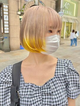 マックス フォー ヘアー(MAX FOR HAIR) 【デザインカラー】綺麗なラインボブ×ハイトーングラデーション