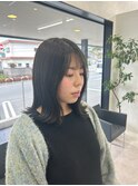 透明感オリーブグレージュ/くびれミディアムヘア