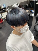 レベル 葛西店(LEVEL)&nbsp;マッシュ ハイライト メッシュ ブルーカラー