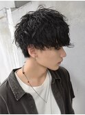 パーマ/サーフカール/スパイキーショート/ブルーブラック